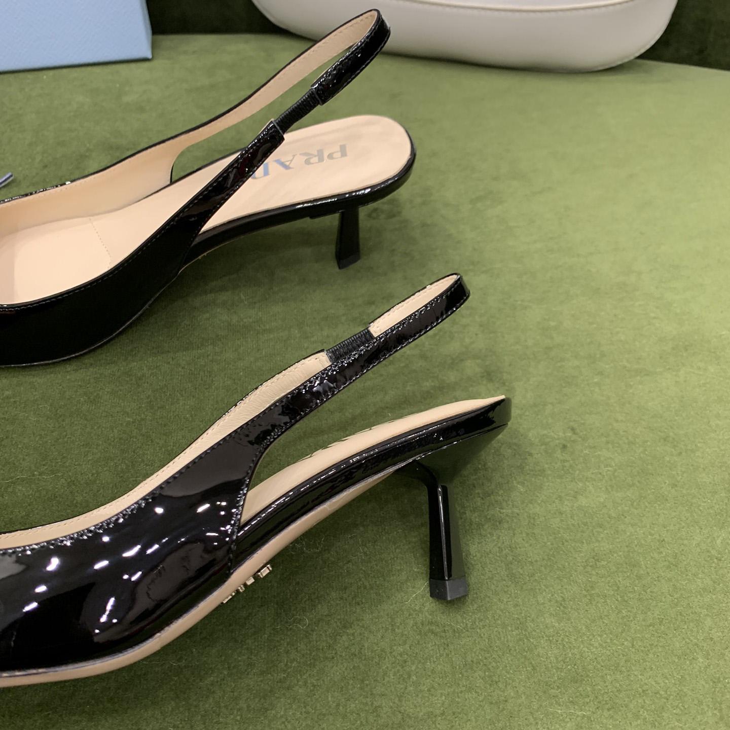 Prada Patent-leather Slingback Pumps - FashionPlug