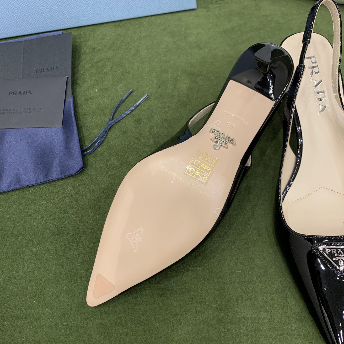 Prada Patent-leather Slingback Pumps - FashionPlug