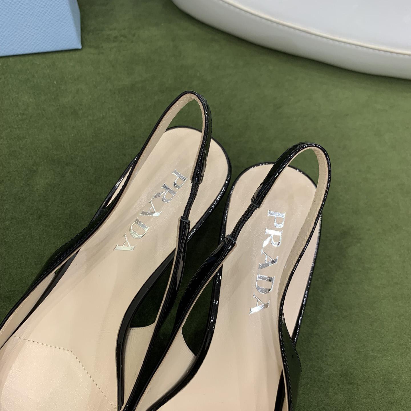 Prada Patent-leather Slingback Pumps - FashionPlug