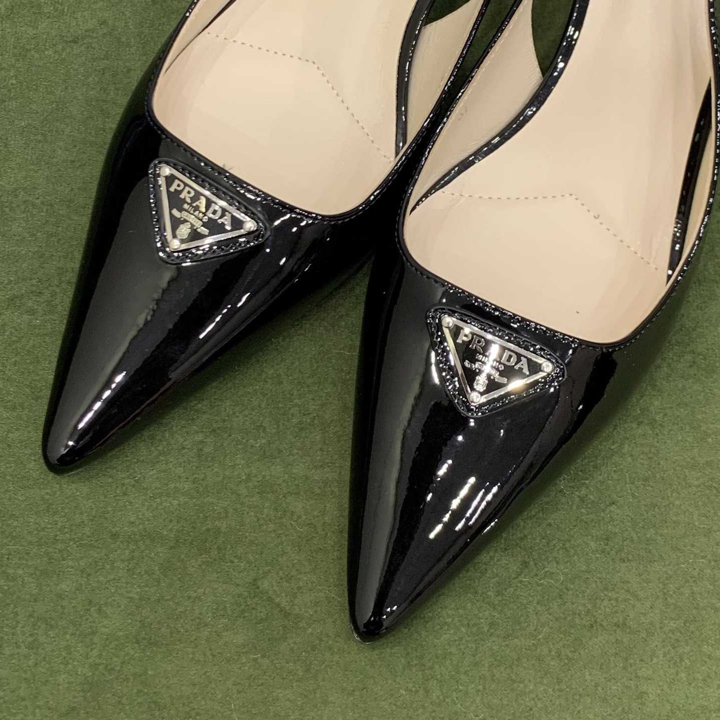 Prada Patent-leather Slingback Pumps - FashionPlug