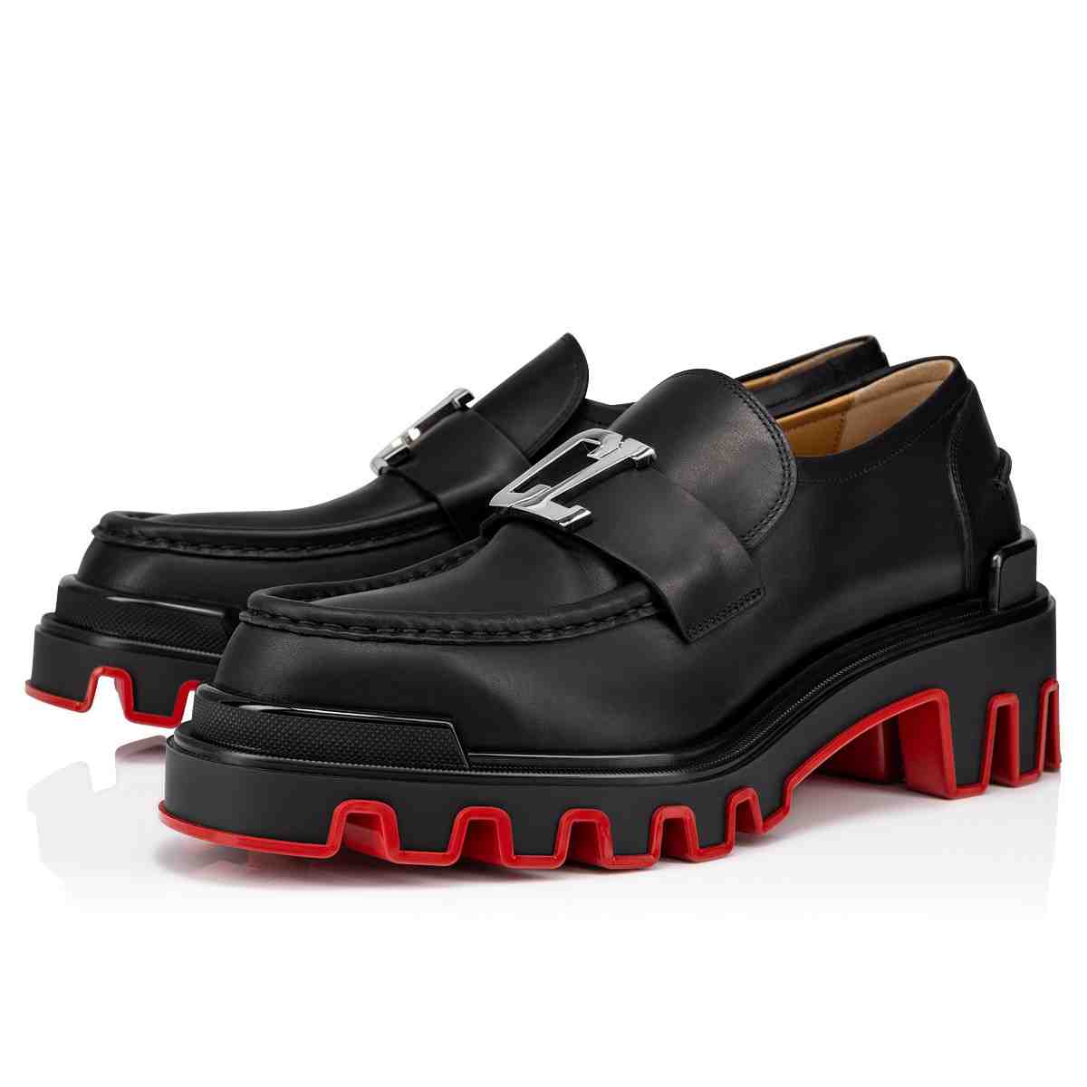 Christian Louboutin CL Moc Dune Loafers - Calf leather - Black - FashionPlug