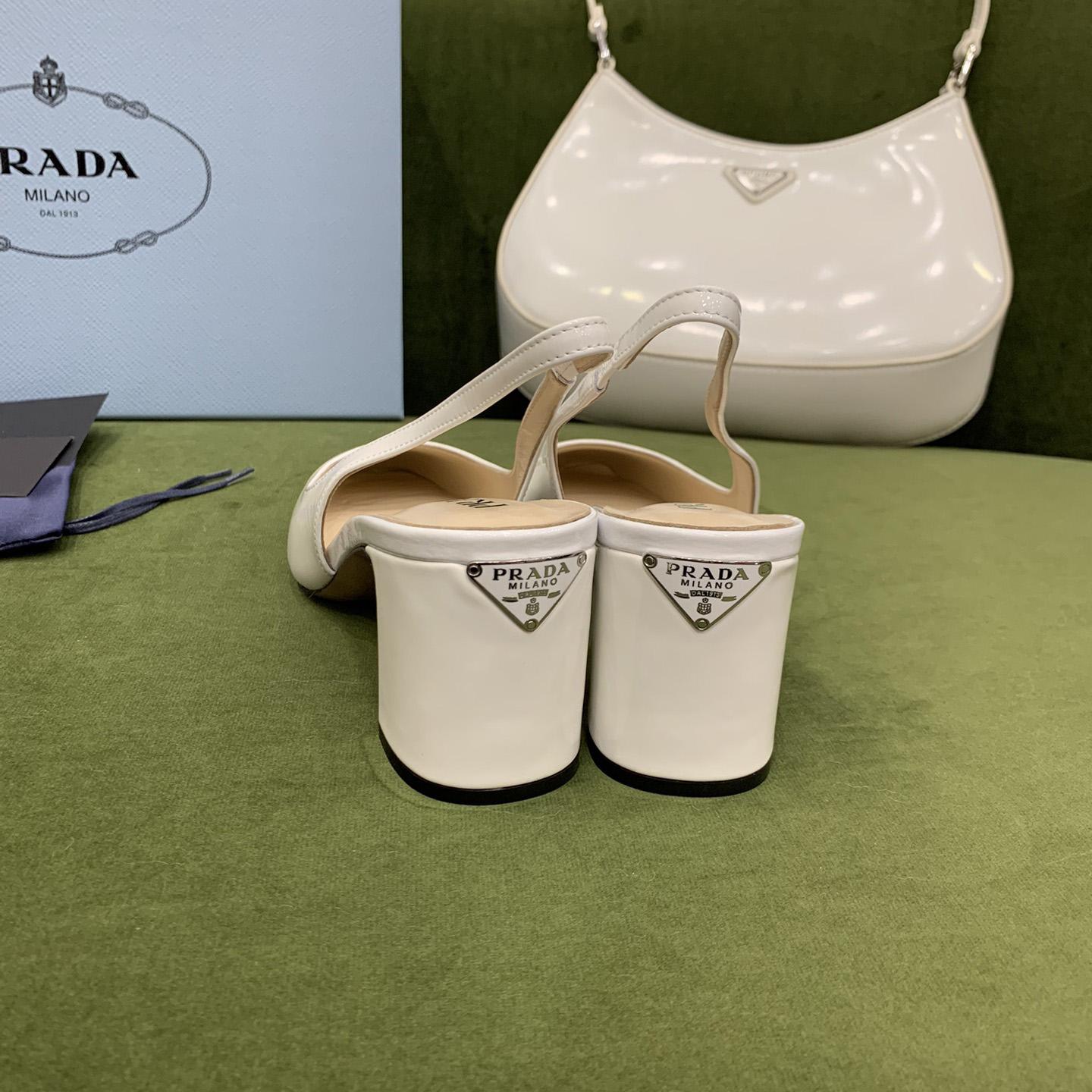 Prada Patent-leather Slingback Pumps - FashionPlug