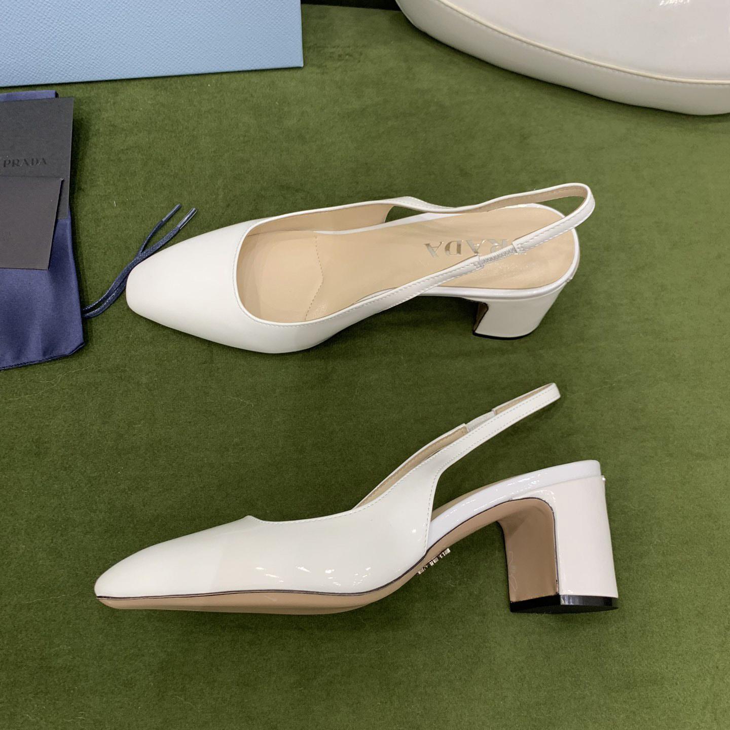 Prada Patent-leather Slingback Pumps - FashionPlug