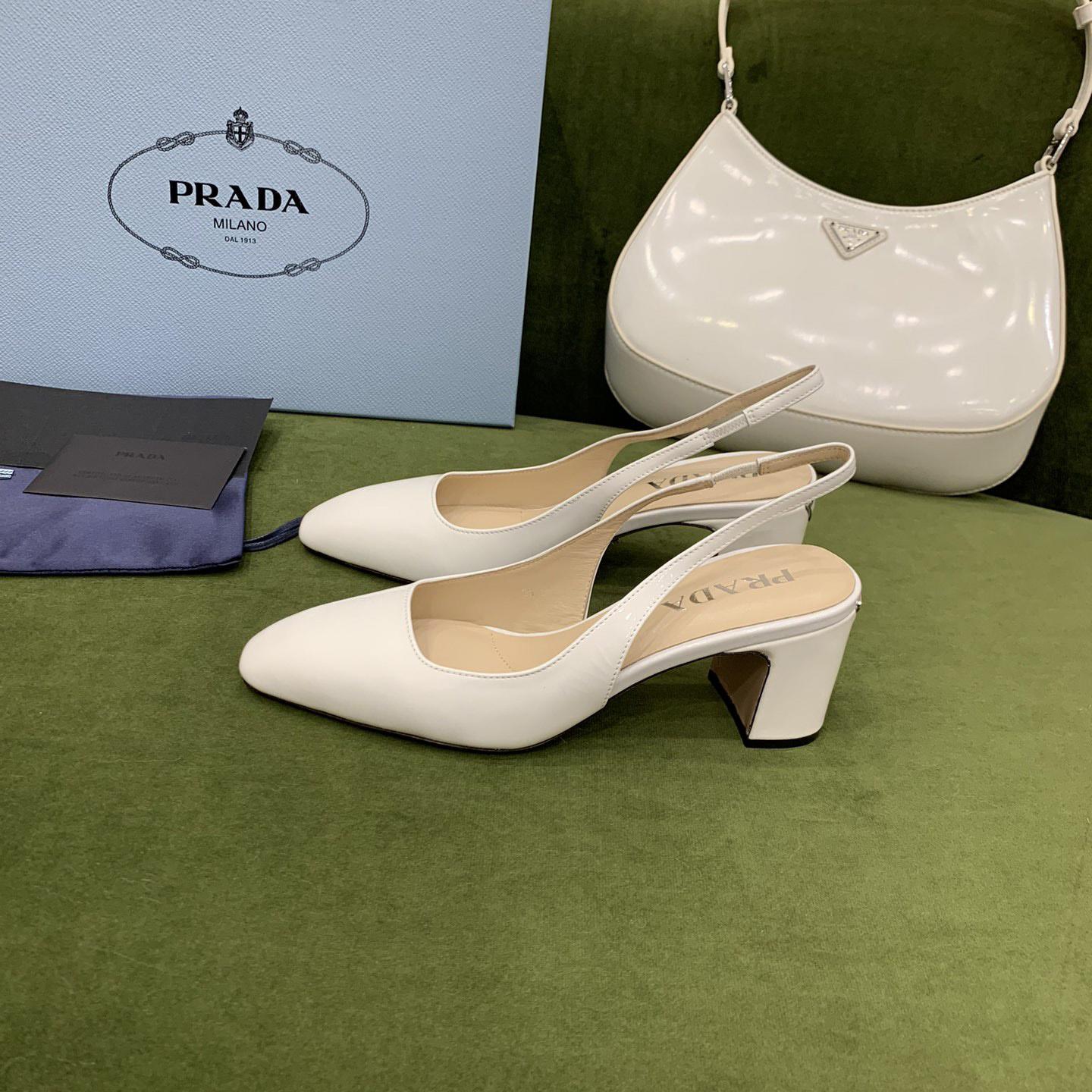 Prada Patent-leather Slingback Pumps - FashionPlug