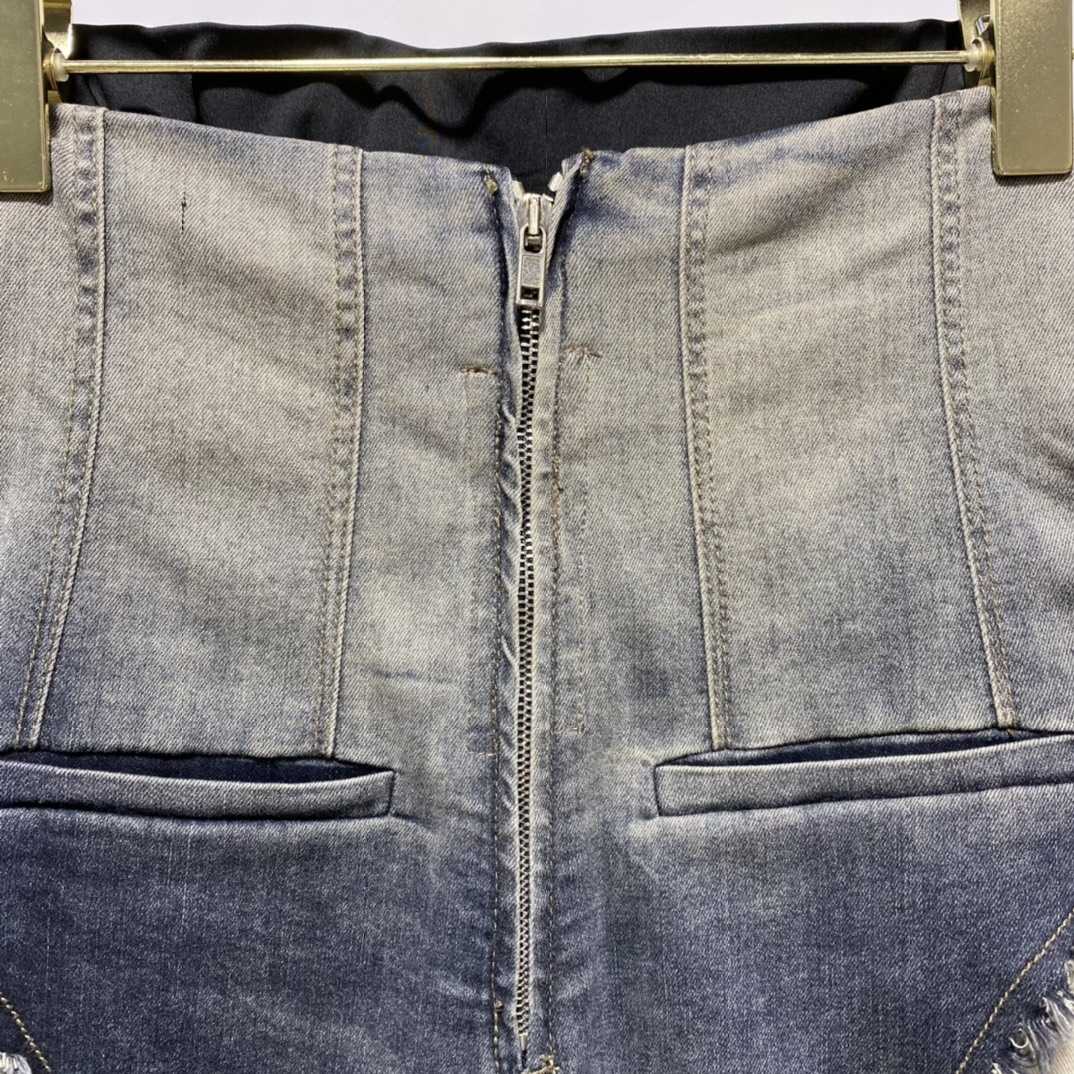 Rick Owens High Cut Denim Shorts - FashionPlug
