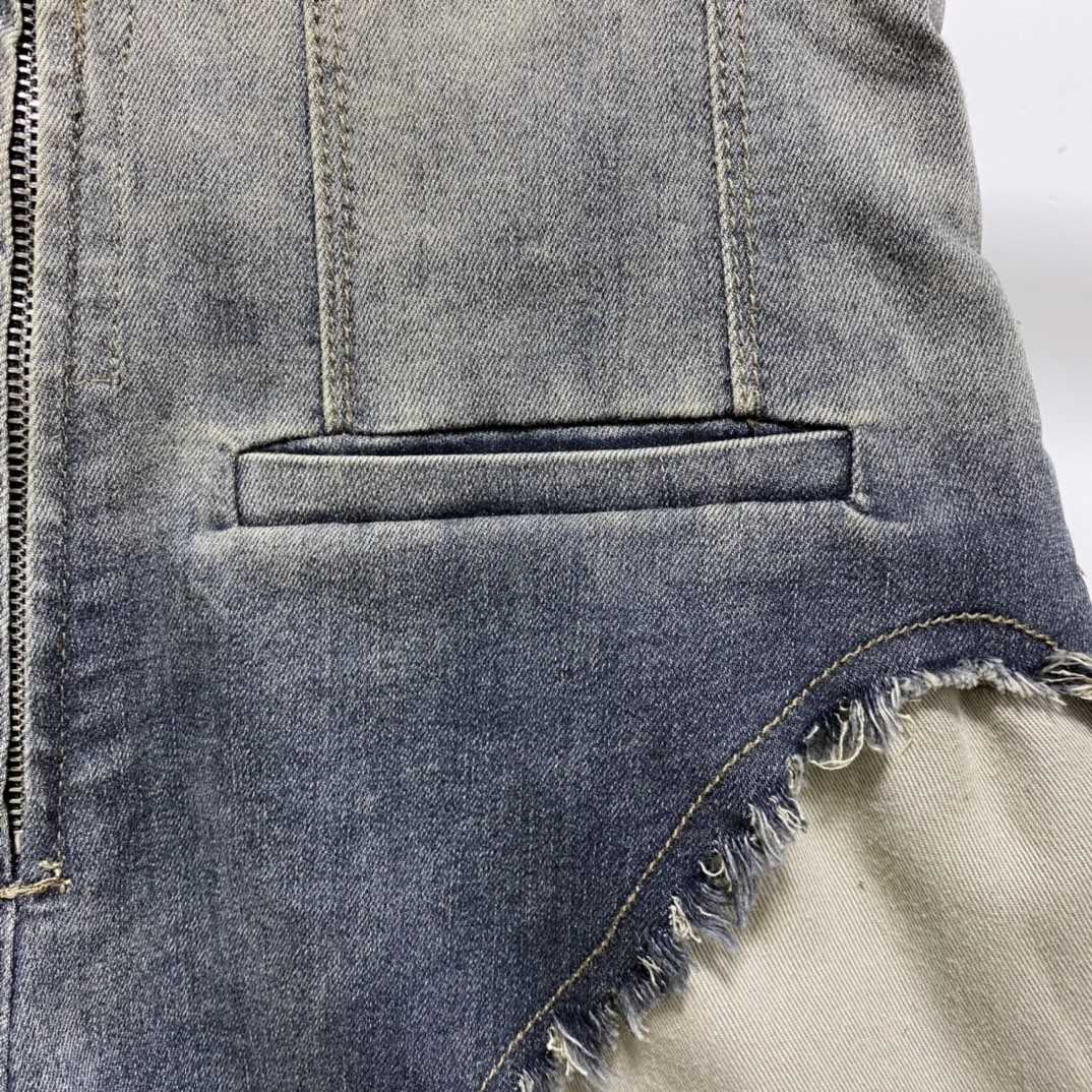 Rick Owens High Cut Denim Shorts - FashionPlug