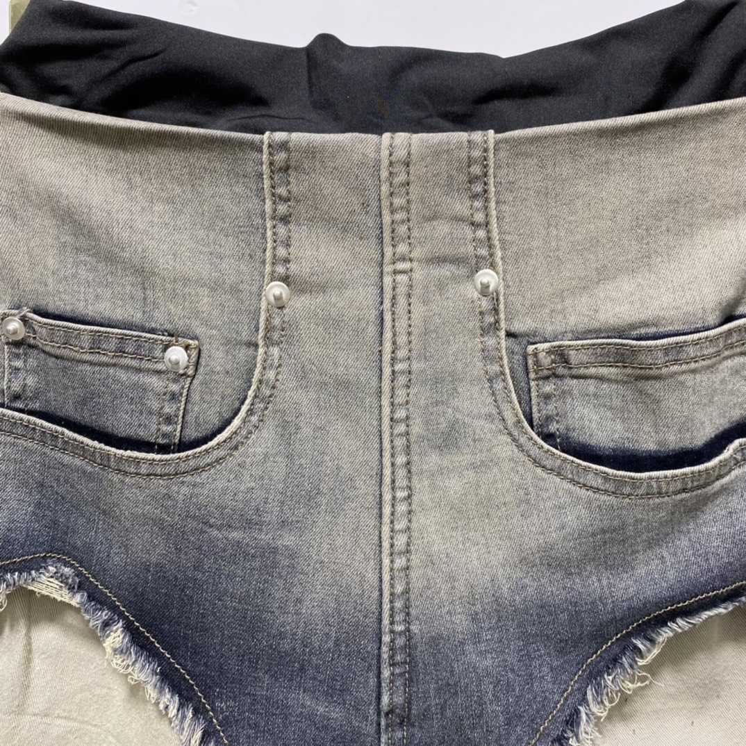Rick Owens High Cut Denim Shorts - FashionPlug