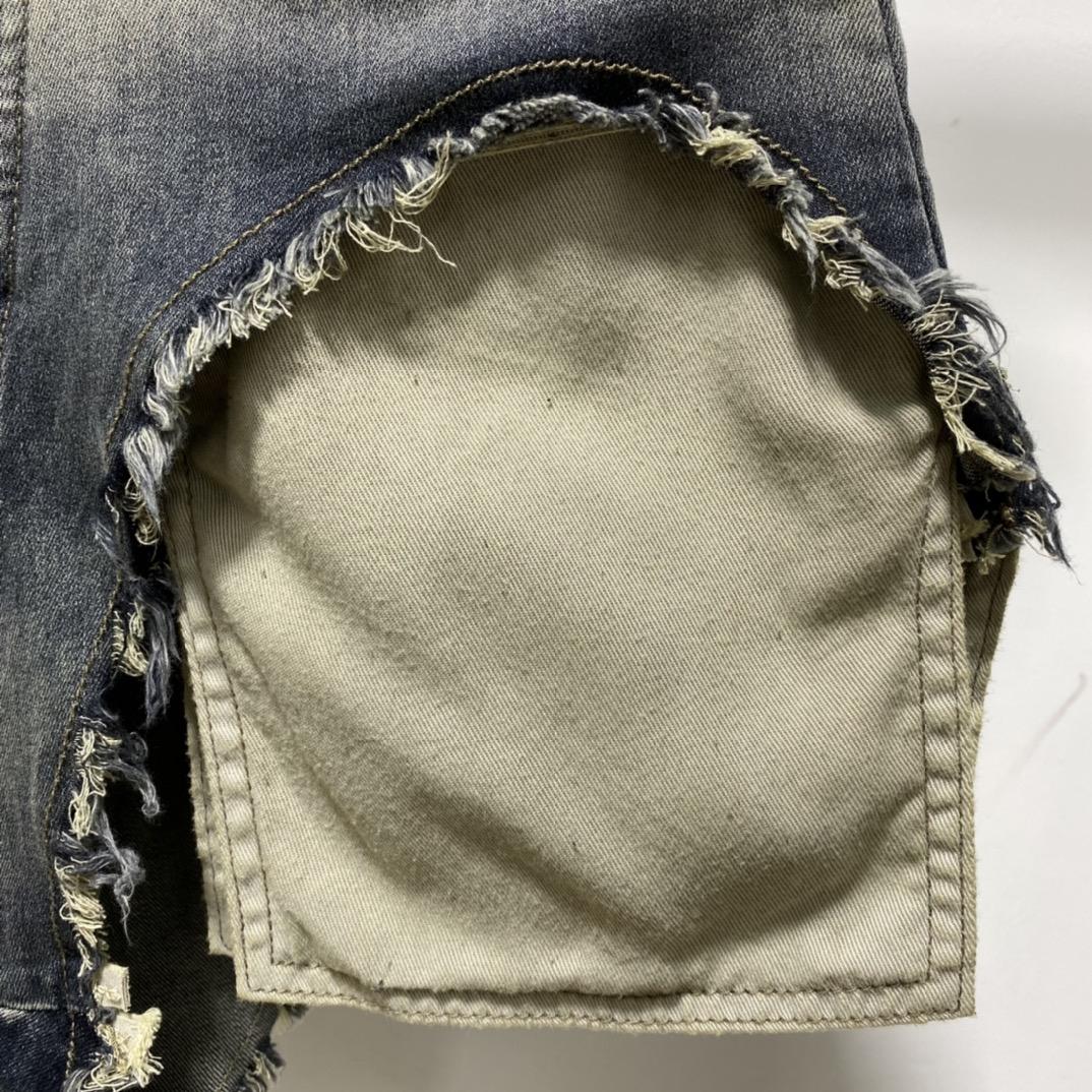 Rick Owens High Cut Denim Shorts - FashionPlug