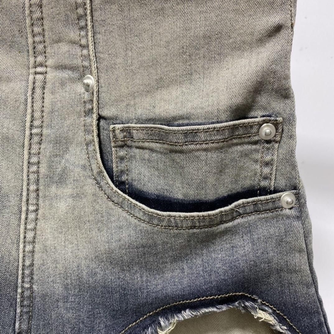 Rick Owens High Cut Denim Shorts - FashionPlug