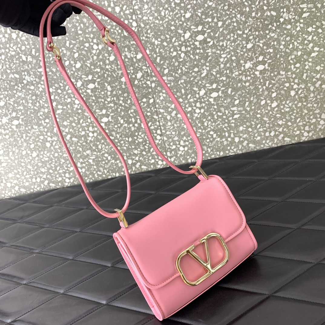 Valenti Small VLogo Type Shoulder Bag In Calfskin - FashionPlug