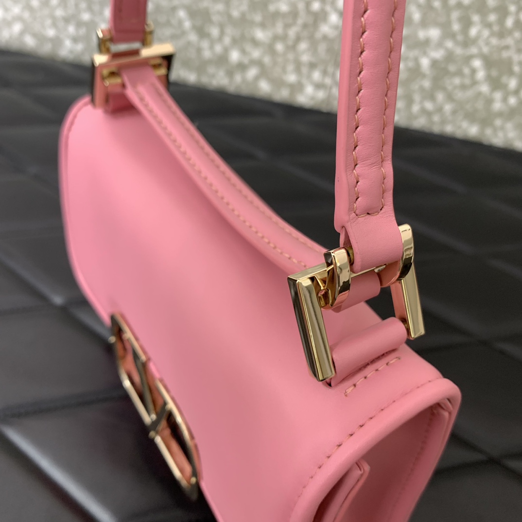 Valenti Small VLogo Type Shoulder Bag In Calfskin - FashionPlug