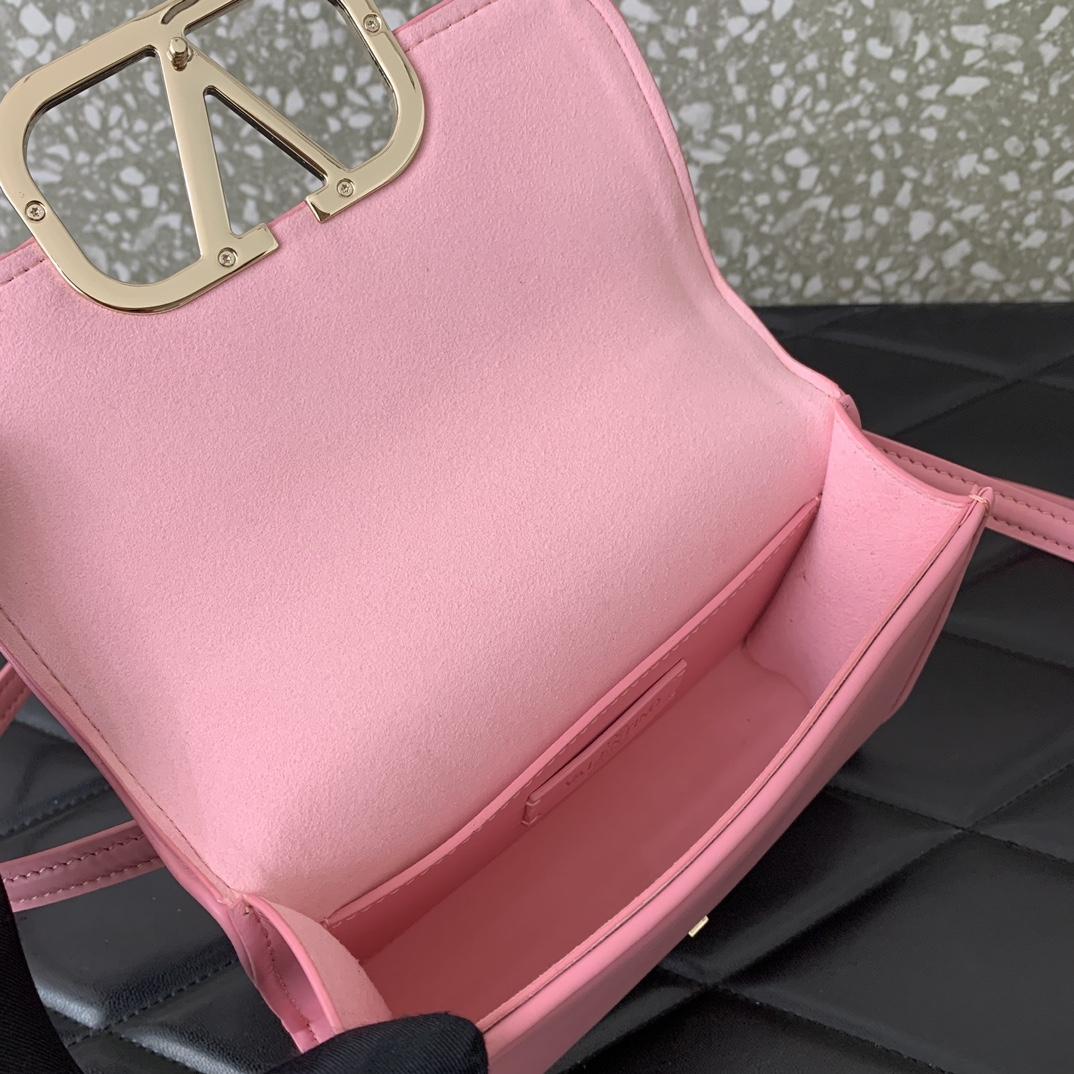 Valenti Small VLogo Type Shoulder Bag In Calfskin - FashionPlug