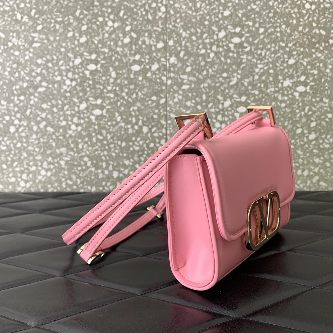 Valenti Small VLogo Type Shoulder Bag In Calfskin - FashionPlug