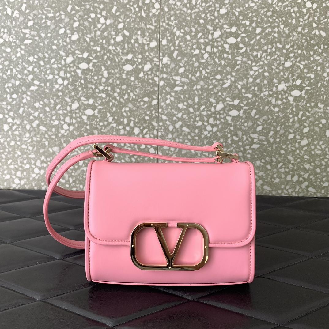 Valenti Small VLogo Type Shoulder Bag In Calfskin - FashionPlug