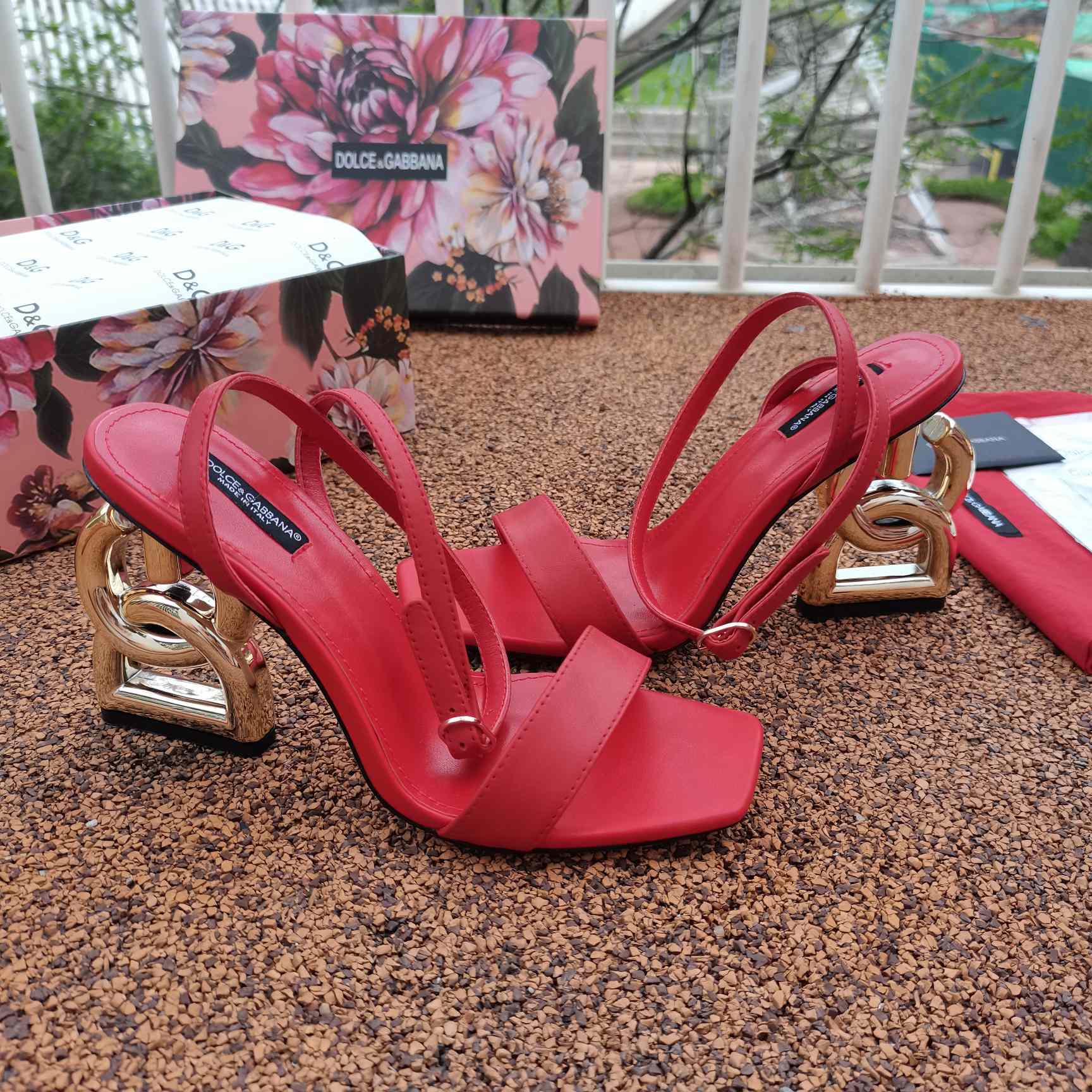 Dolce & Gabbana Keira DG Heel Sandals - FashionPlug