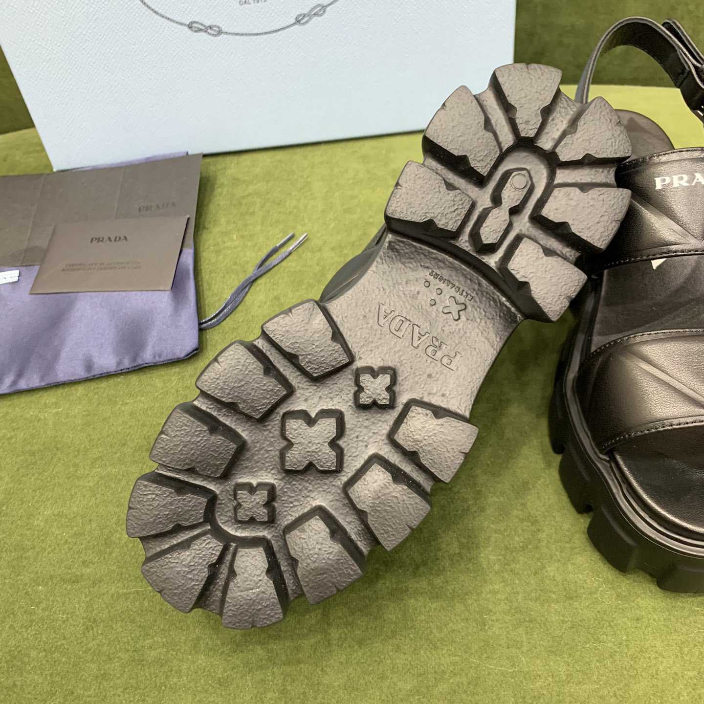 Prada Monolith Leather Sandals - FashionPlug