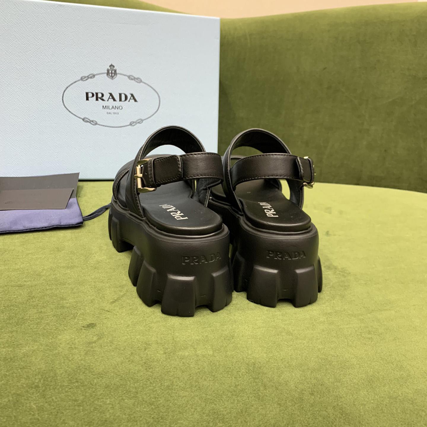 Prada Monolith Leather Sandals - FashionPlug