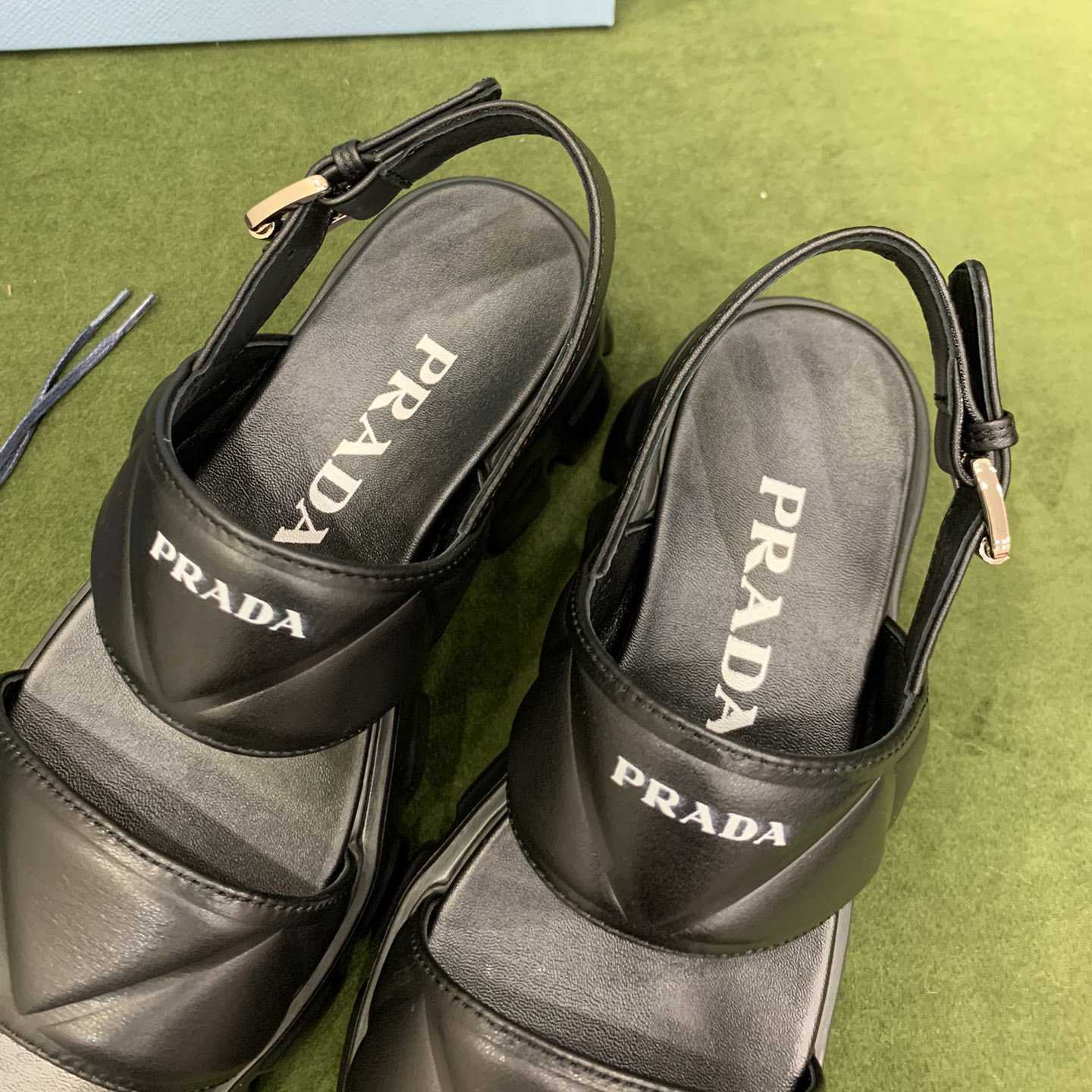 Prada Monolith Leather Sandals - FashionPlug