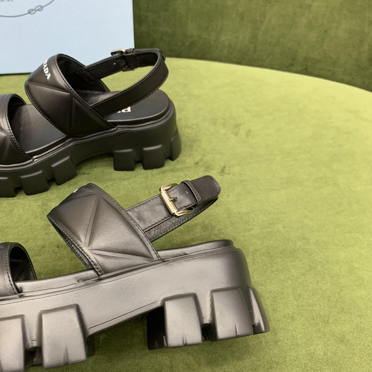 Prada Monolith Leather Sandals - FashionPlug