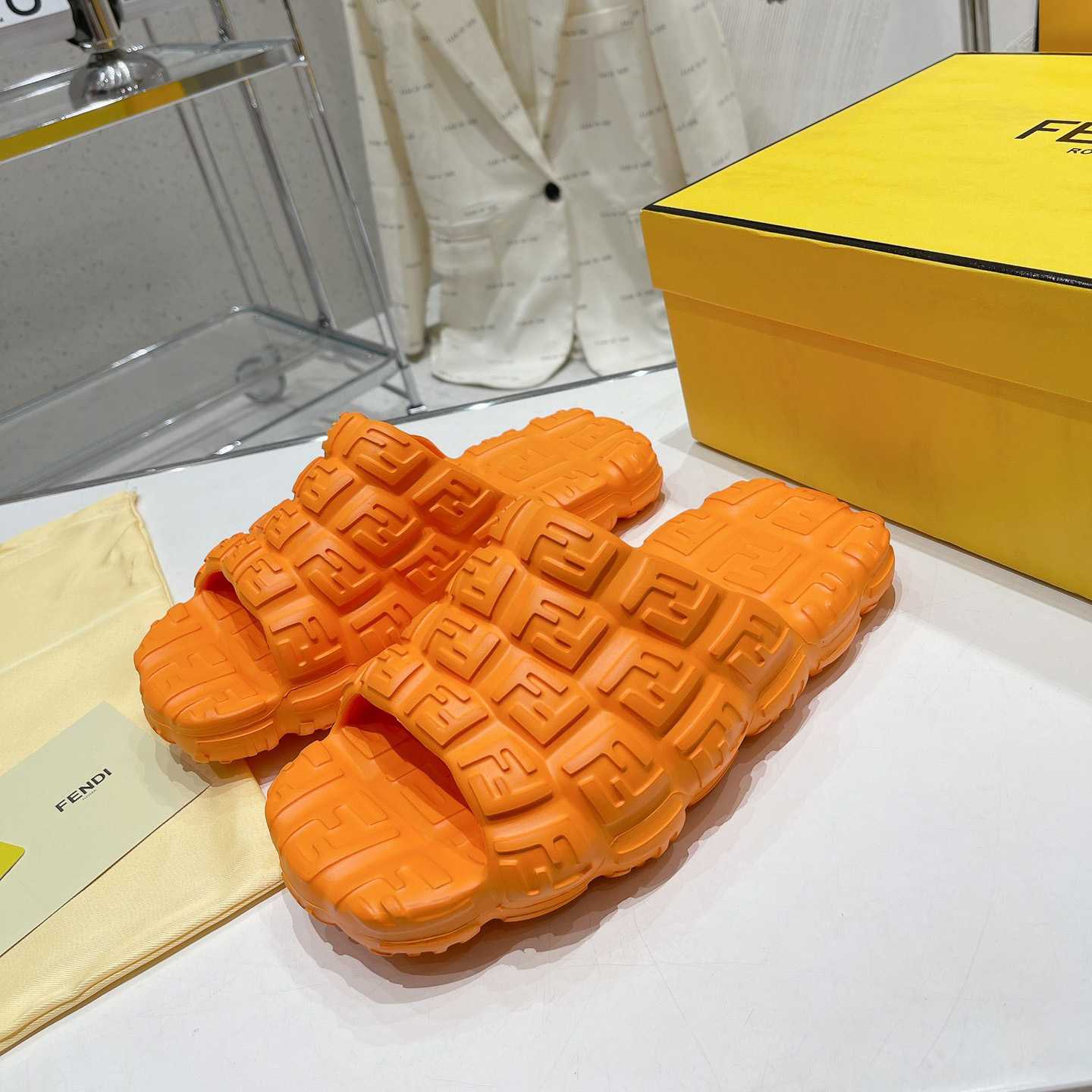 Fendi Cloud Slides Orange Rubber Slides - FashionPlug