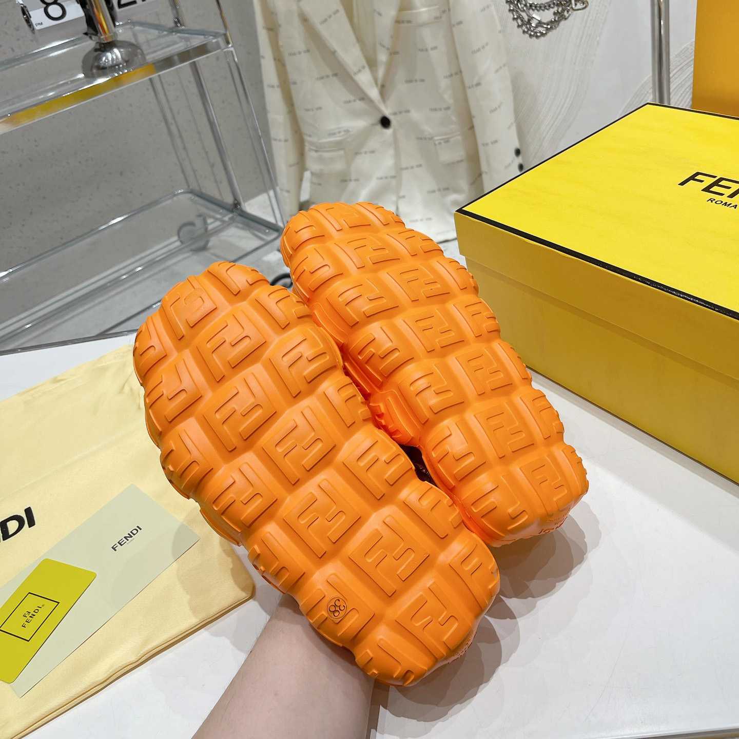 Fendi Cloud Slides Orange Rubber Slides - FashionPlug