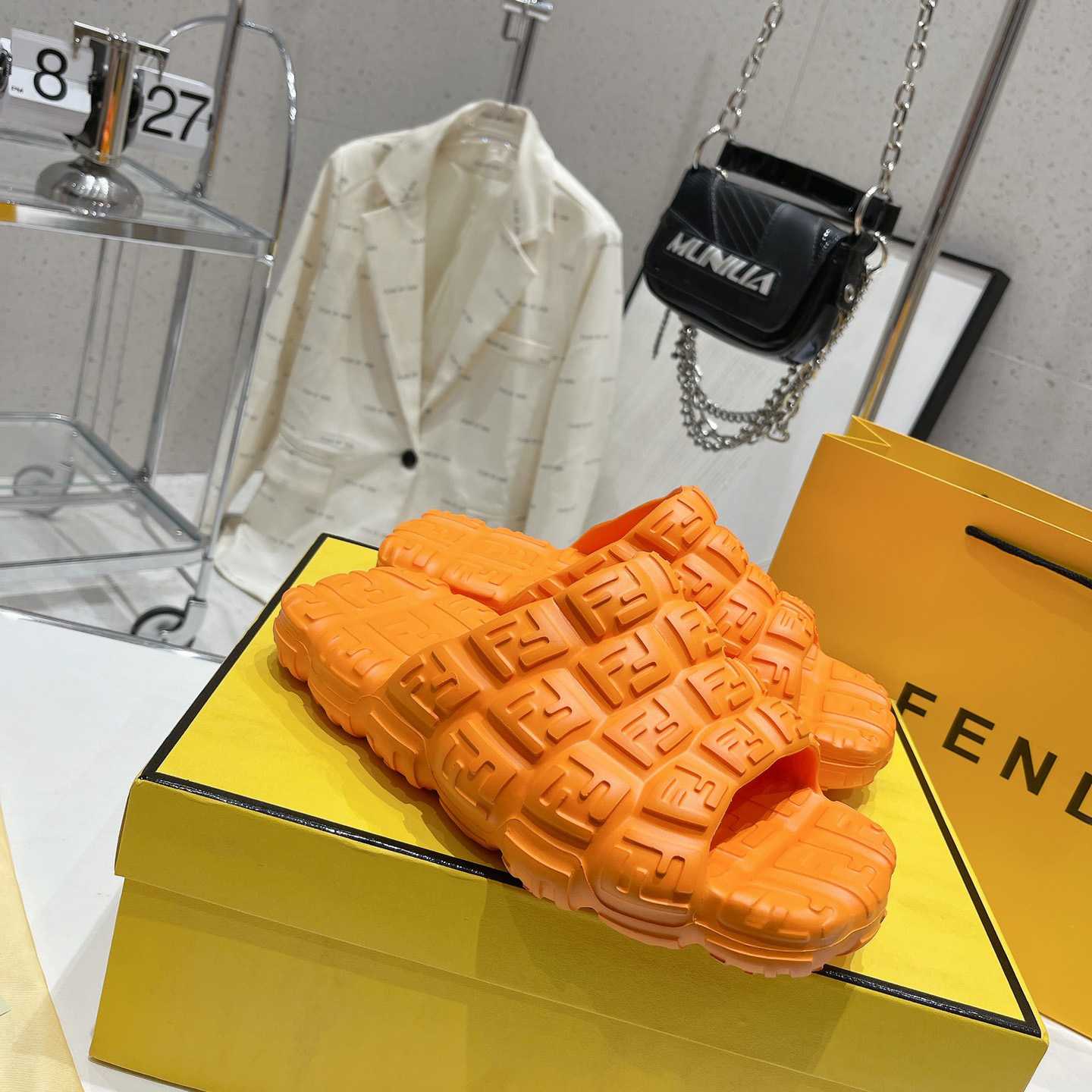 Fendi Cloud Slides Orange Rubber Slides - FashionPlug