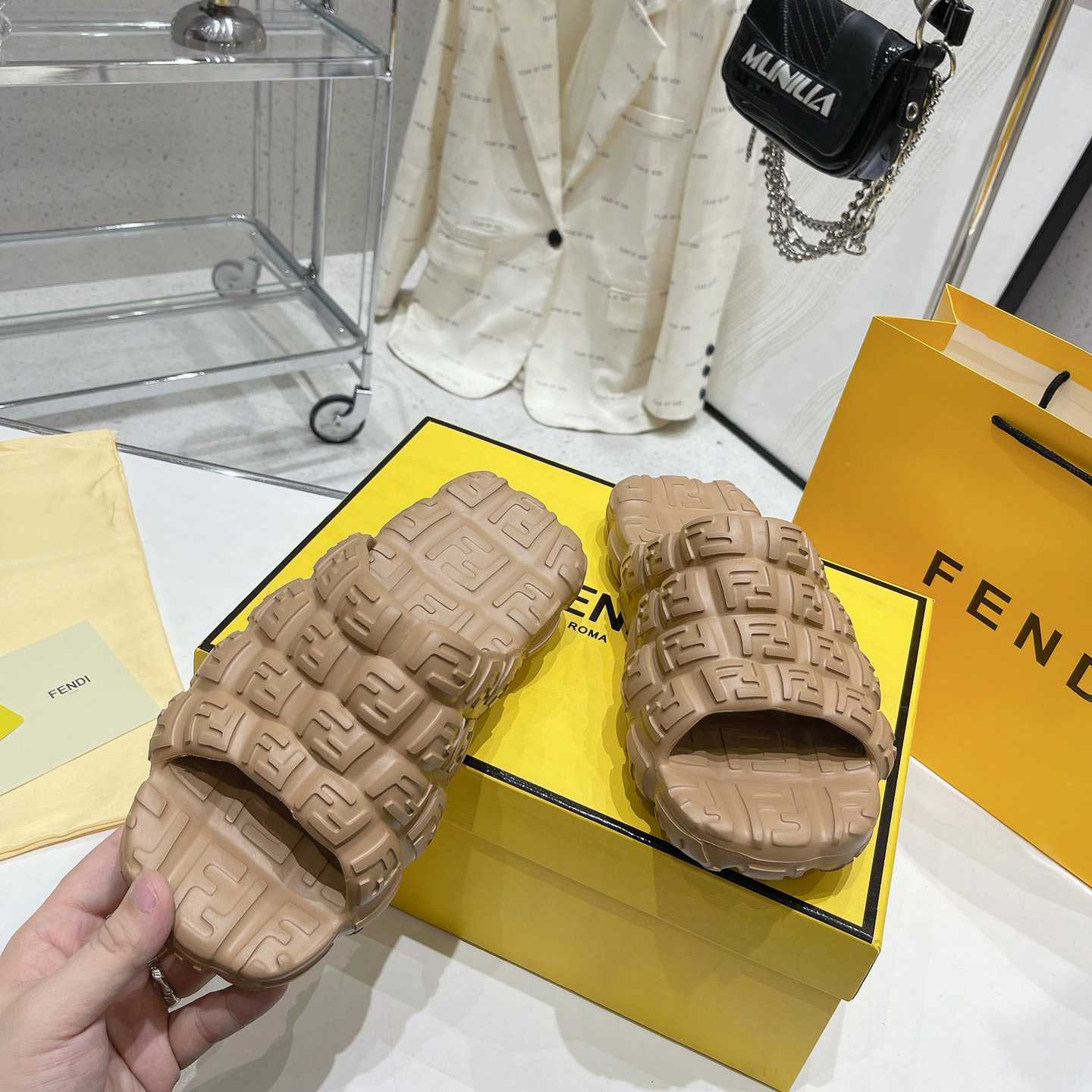 Fendi Cloud Slides Orange Rubber Slides - FashionPlug