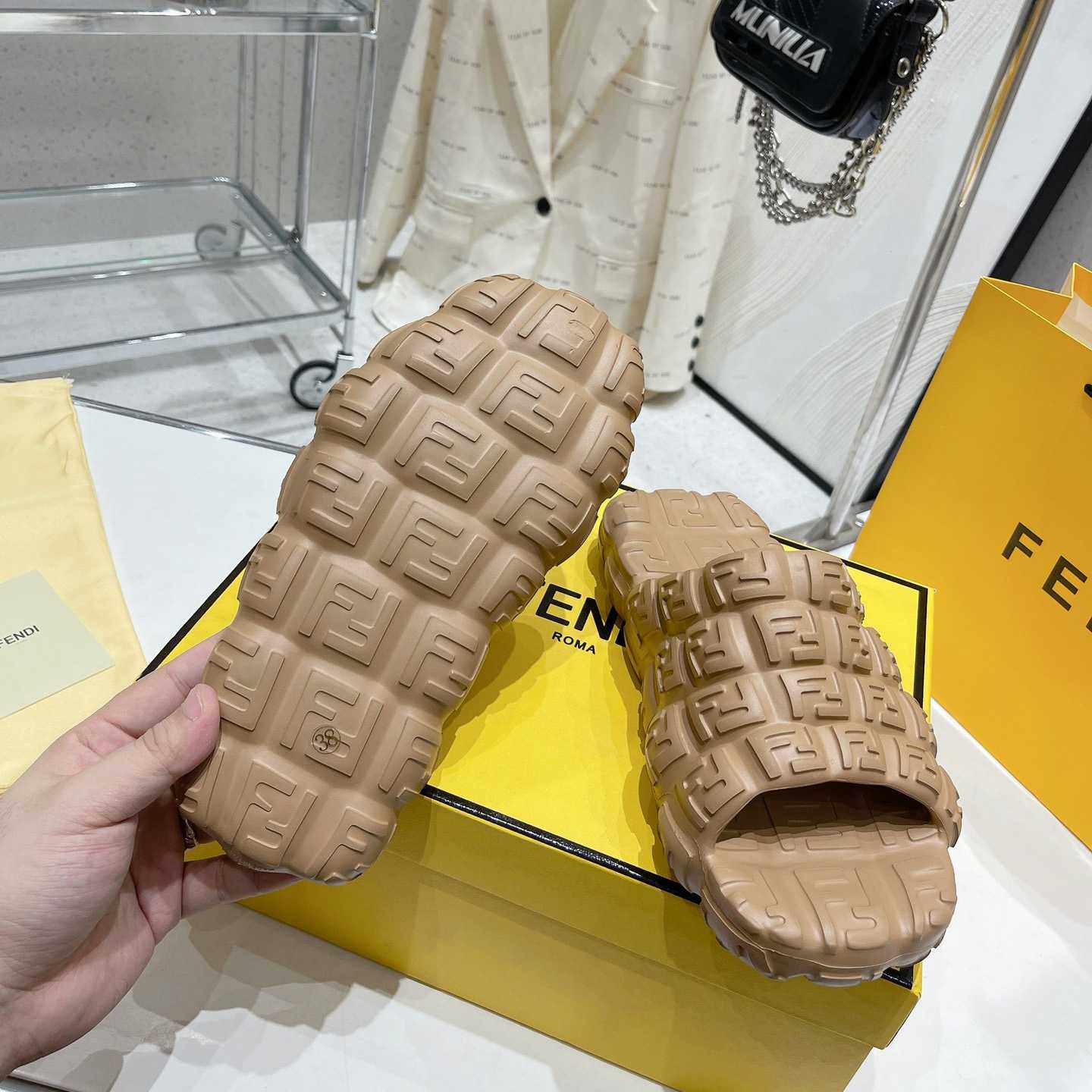Fendi Cloud Slides Orange Rubber Slides - FashionPlug