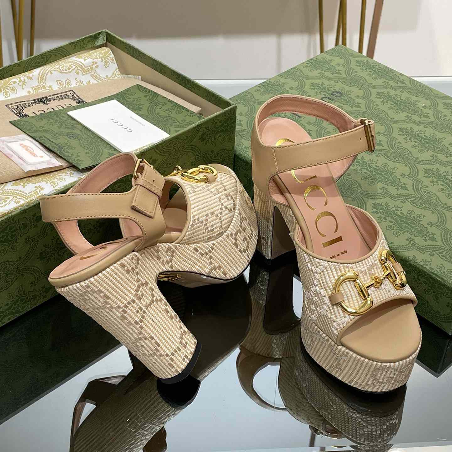 Gucci Women's Horsebit Platform Sandal  - FashionPlug