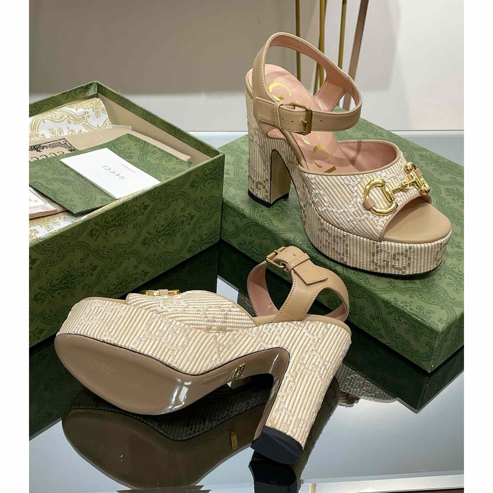 Gucci Women's Horsebit Platform Sandal  - FashionPlug