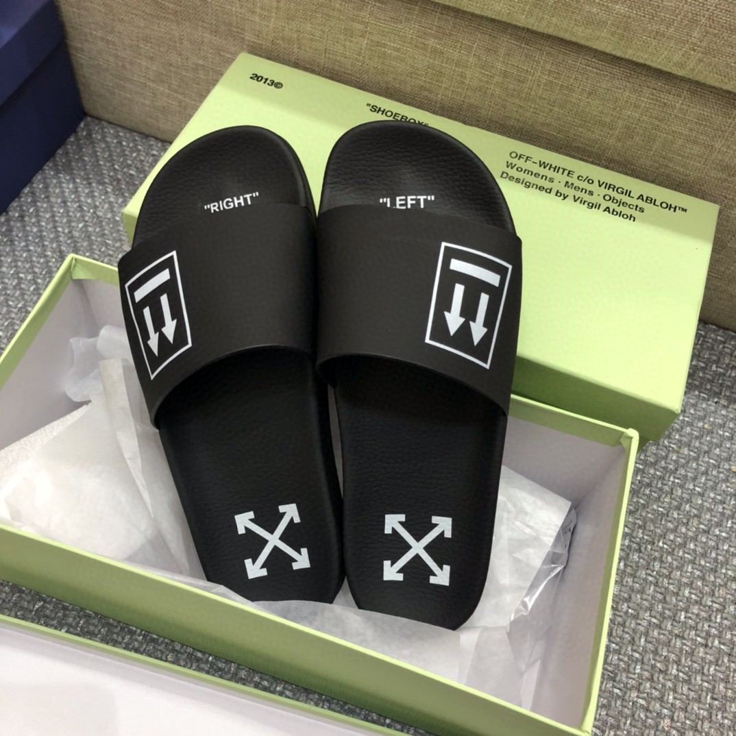Off White Double Arrow Camouflage Print Slides - FashionPlug