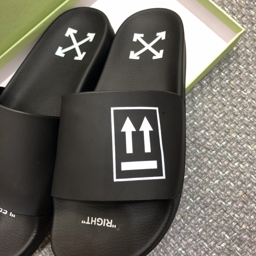 Off White Double Arrow Camouflage Print Slides - FashionPlug