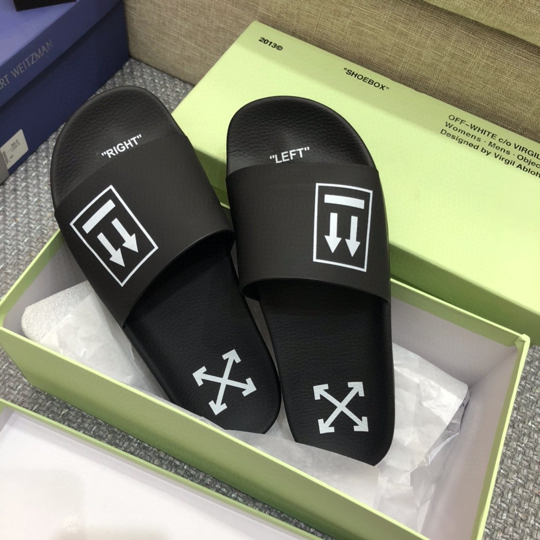 Off White Double Arrow Camouflage Print Slides - FashionPlug