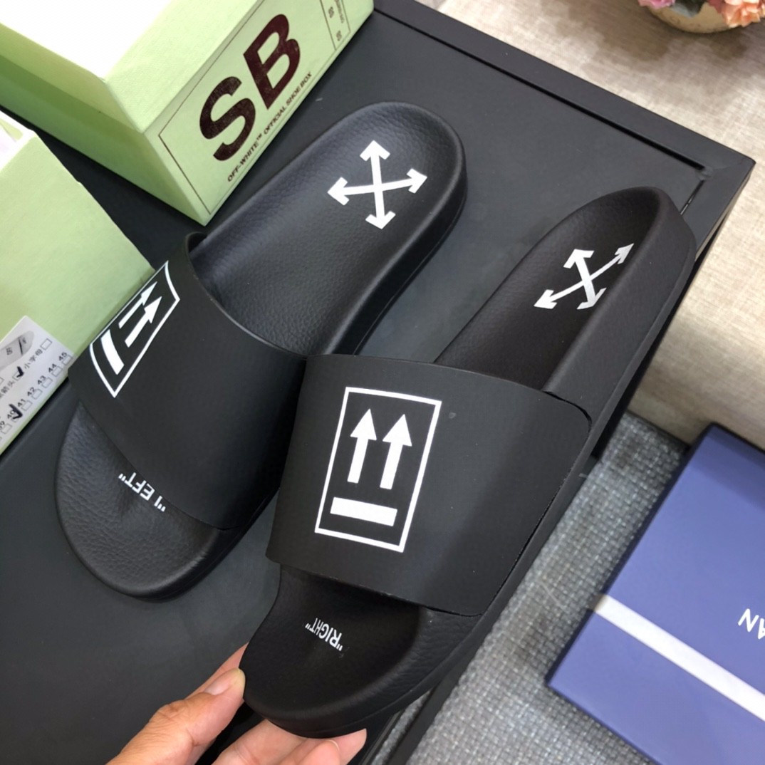 Off White Double Arrow Camouflage Print Slides - FashionPlug