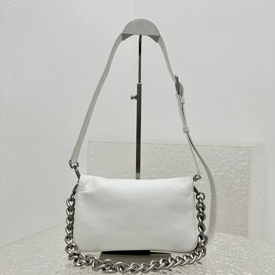 Balenciaga BB Soft Small Flap Bag In Optic White  - FashionPlug