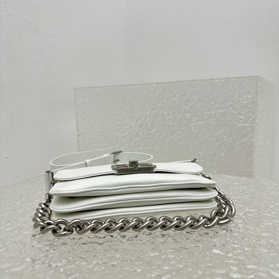 Balenciaga BB Soft Small Flap Bag In Optic White  - FashionPlug