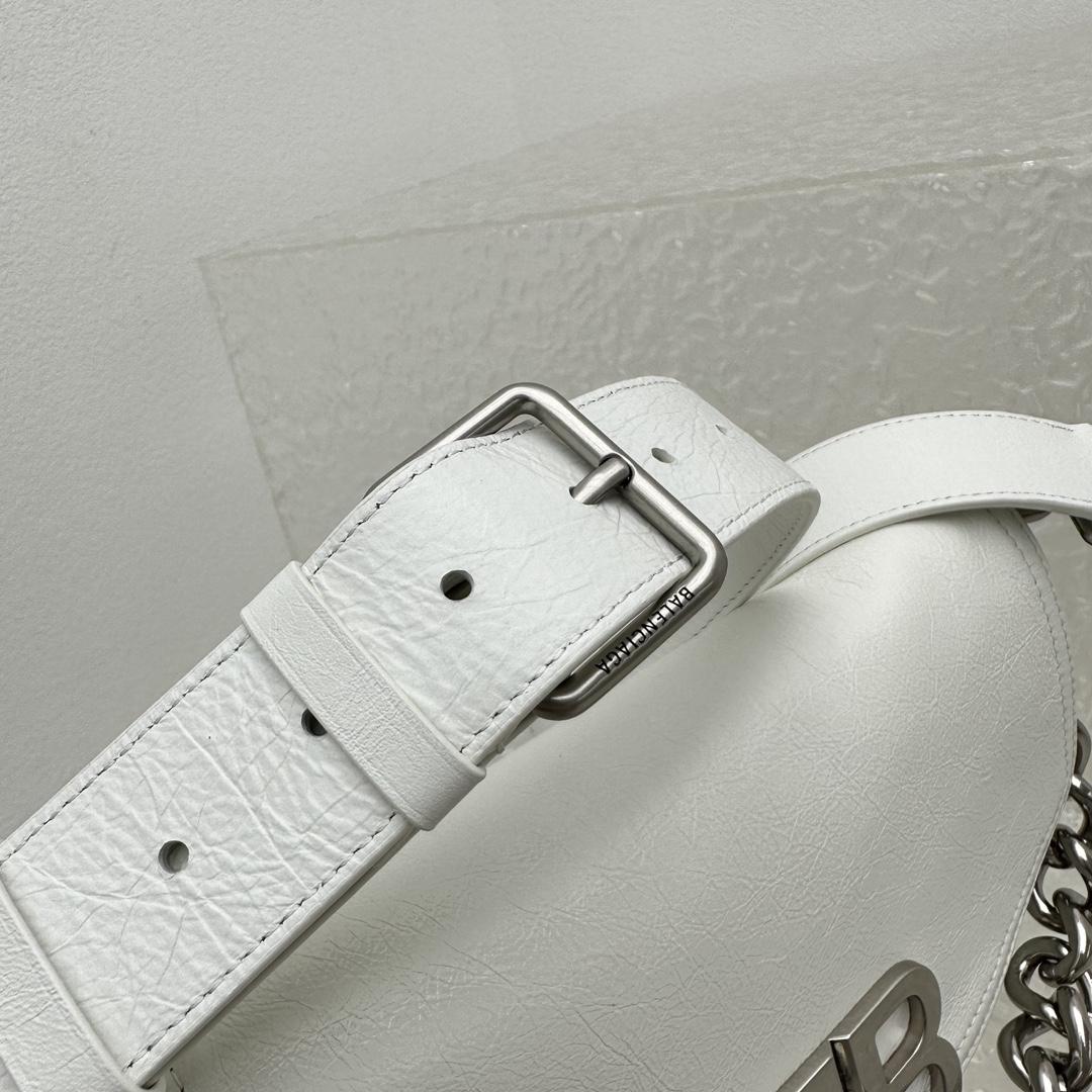 Balenciaga BB Soft Small Flap Bag In Optic White  - FashionPlug