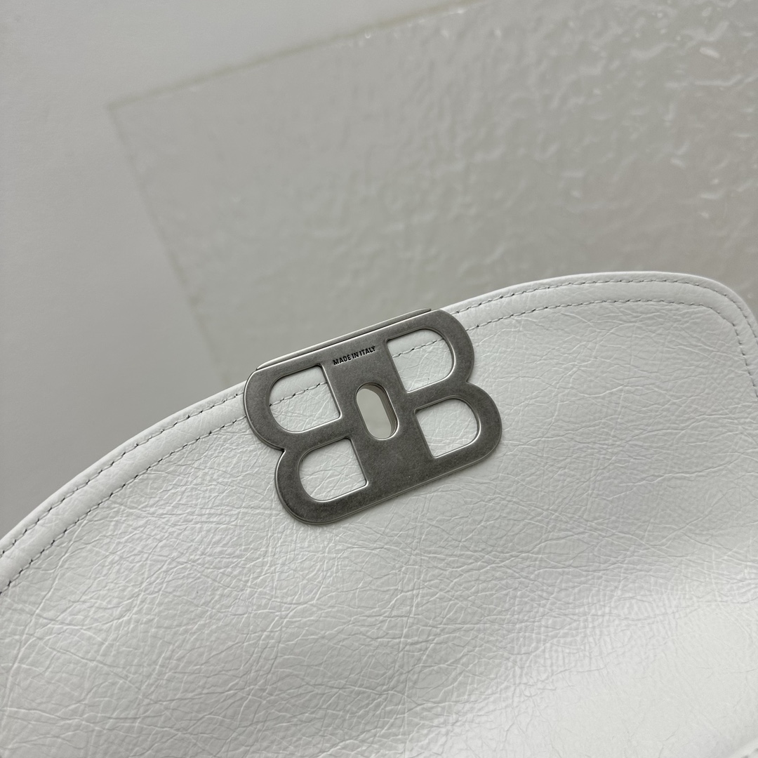 Balenciaga BB Soft Small Flap Bag In Optic White  - FashionPlug