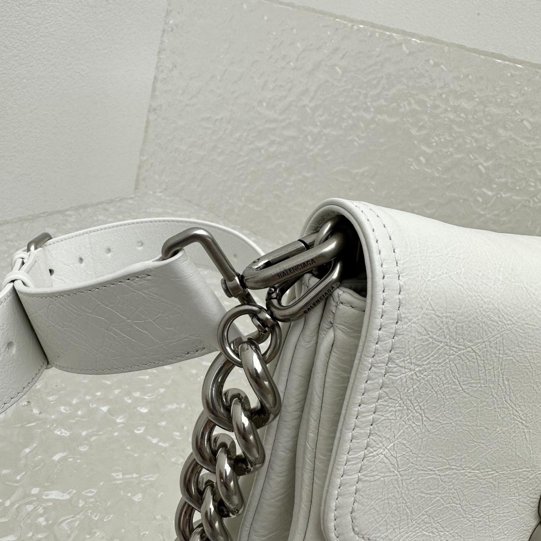 Balenciaga BB Soft Small Flap Bag In Optic White  - FashionPlug