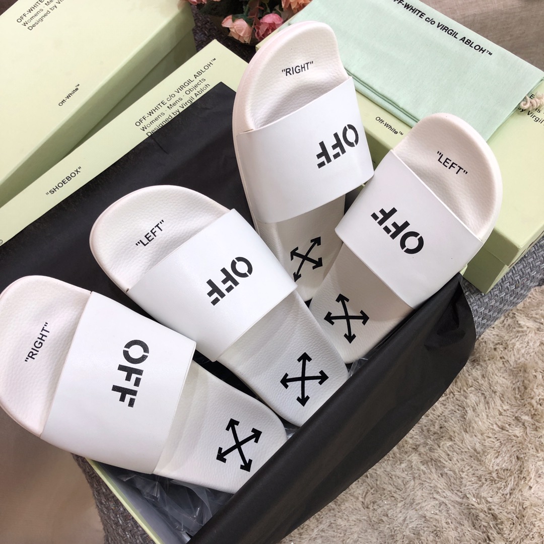 Off White Printed Pool Slider - FashionPlug