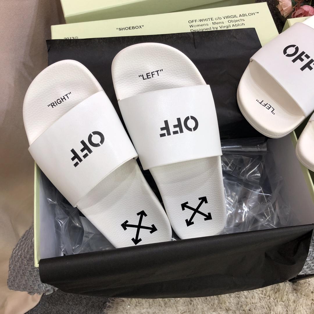 Off White Printed Pool Slider - FashionPlug