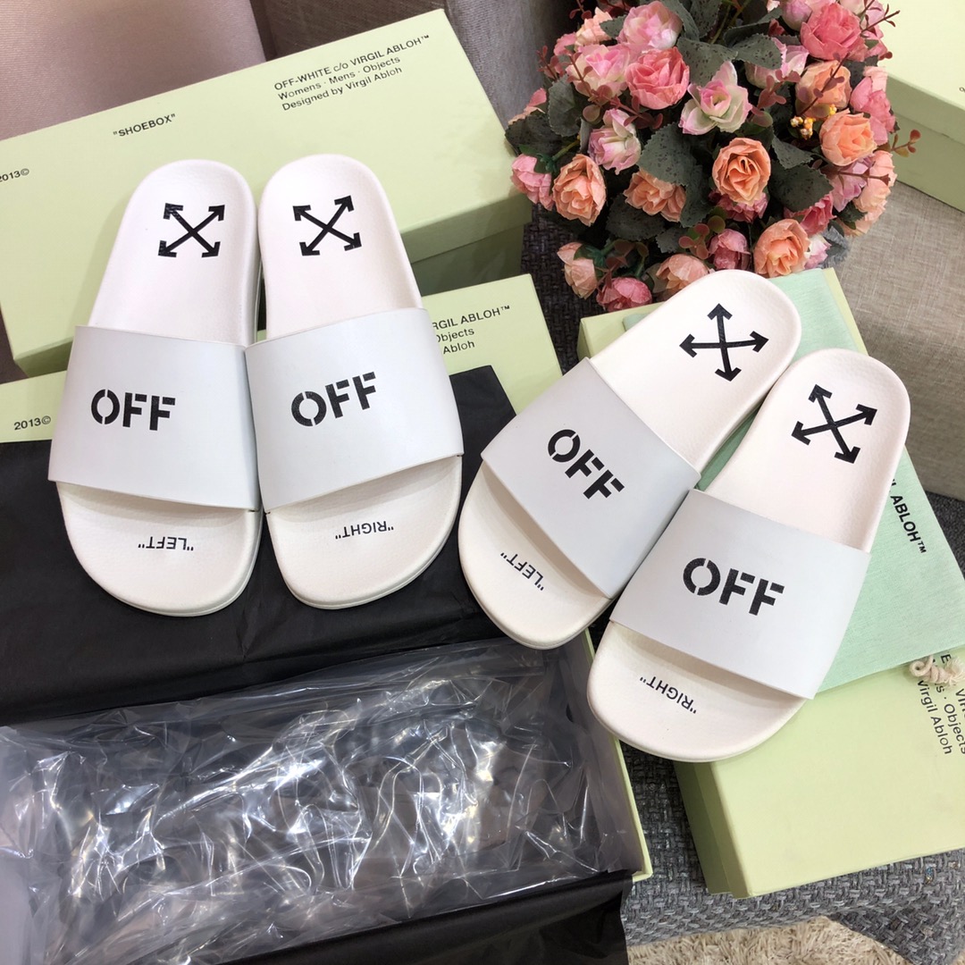 Off White Printed Pool Slider - FashionPlug