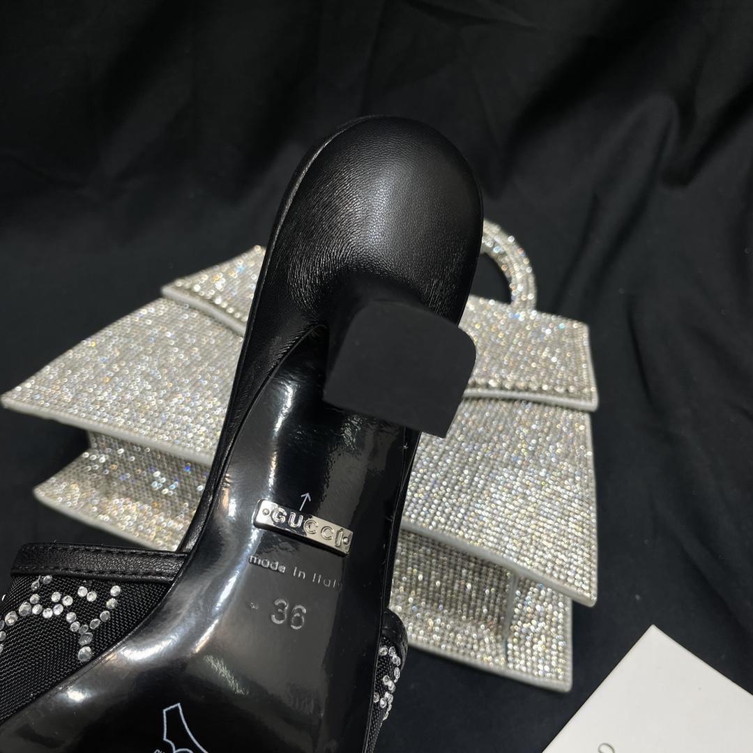 Gucci Women's GG Mid-heel Slide Sandal - FashionPlug