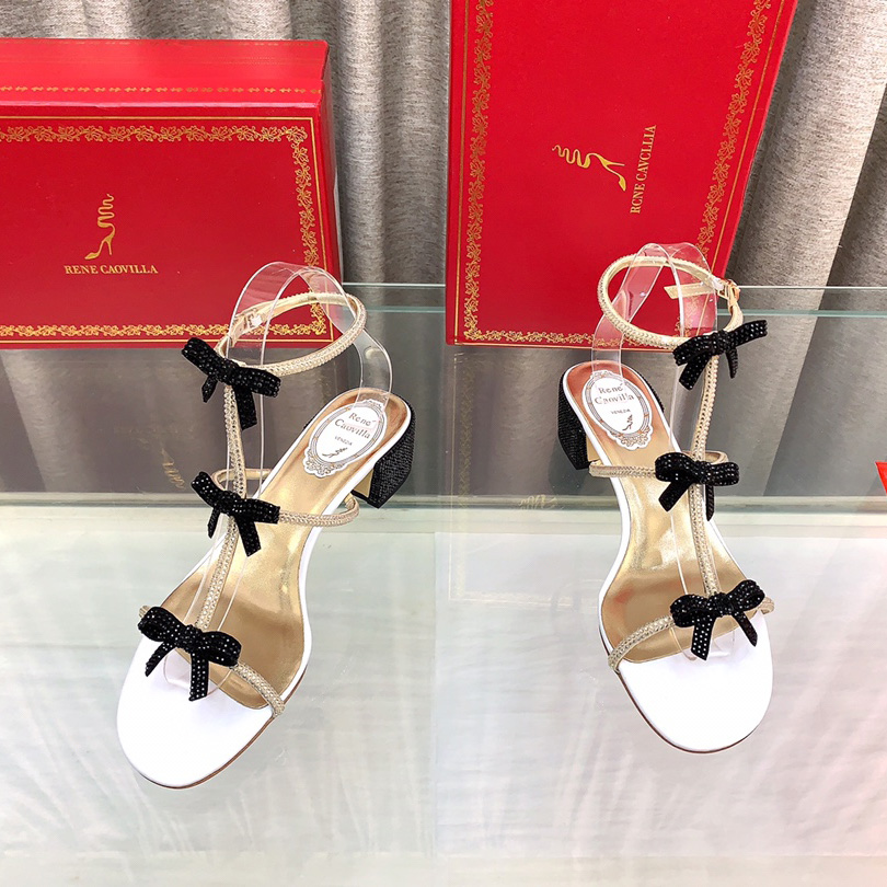 Rene Caovilla Sandals With Ankle Laces Caterina - FashionPlug