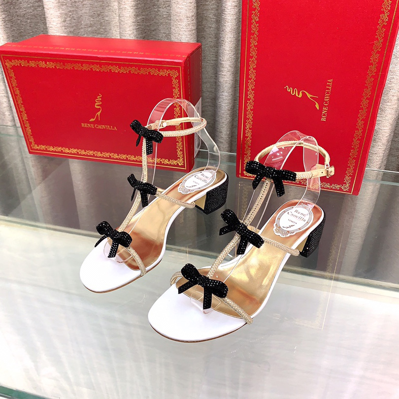 Rene Caovilla Sandals With Ankle Laces Caterina - FashionPlug