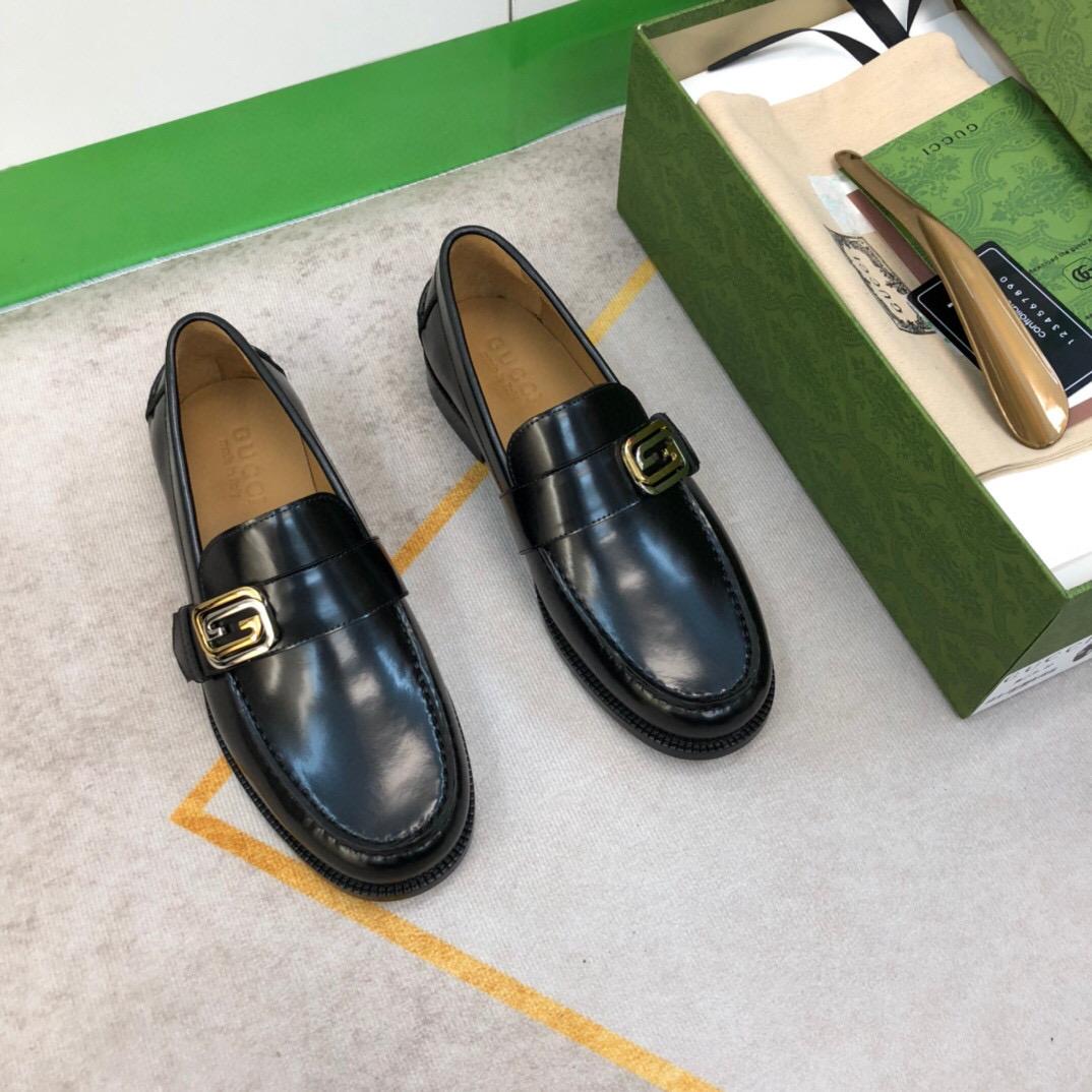 Gucci Logo-plaque Leather Loafers (Upon Uk Size) - FashionPlug