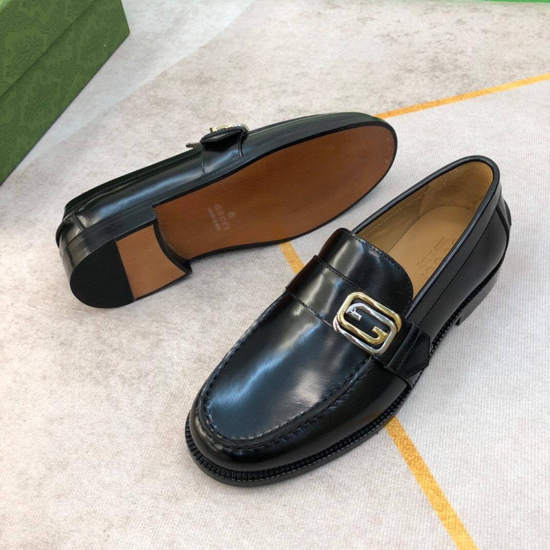 Gucci Logo-plaque Leather Loafers (Upon Uk Size) - FashionPlug
