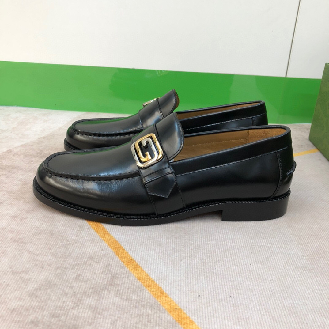 Gucci Logo-plaque Leather Loafers (Upon Uk Size) - FashionPlug