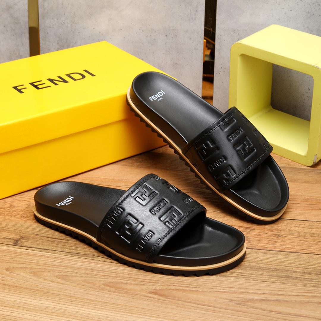 Fendi Black Slides - FashionPlug