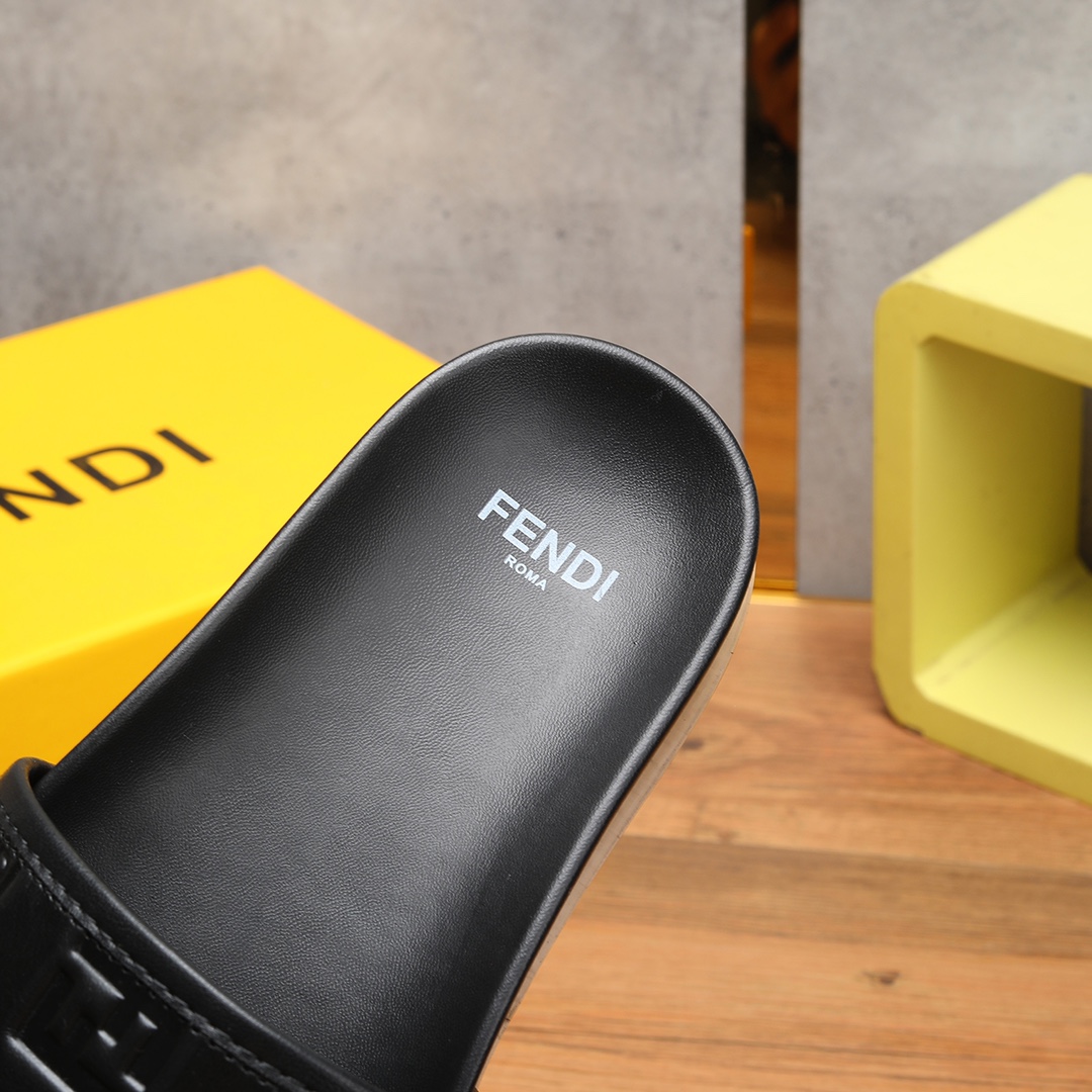 Fendi Black Slides - FashionPlug
